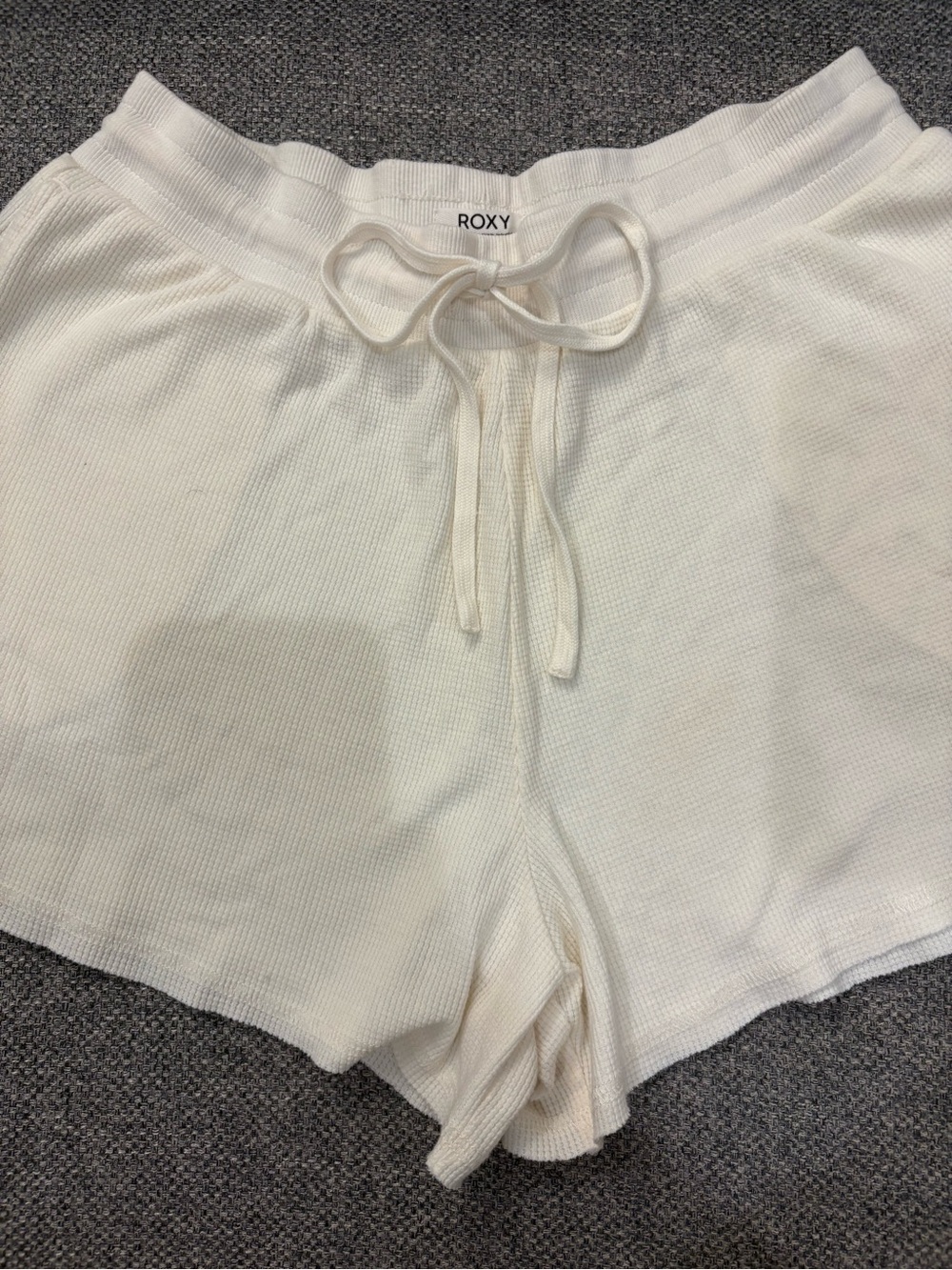 Roxy Cream Waffle-Knit Lounge Shorts